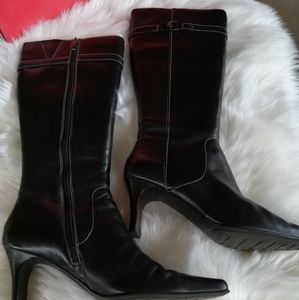 Anne Klein black leather boots